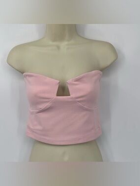 Susana Monaco angled wire strapless tube top shirt jersey knit pink crop new L